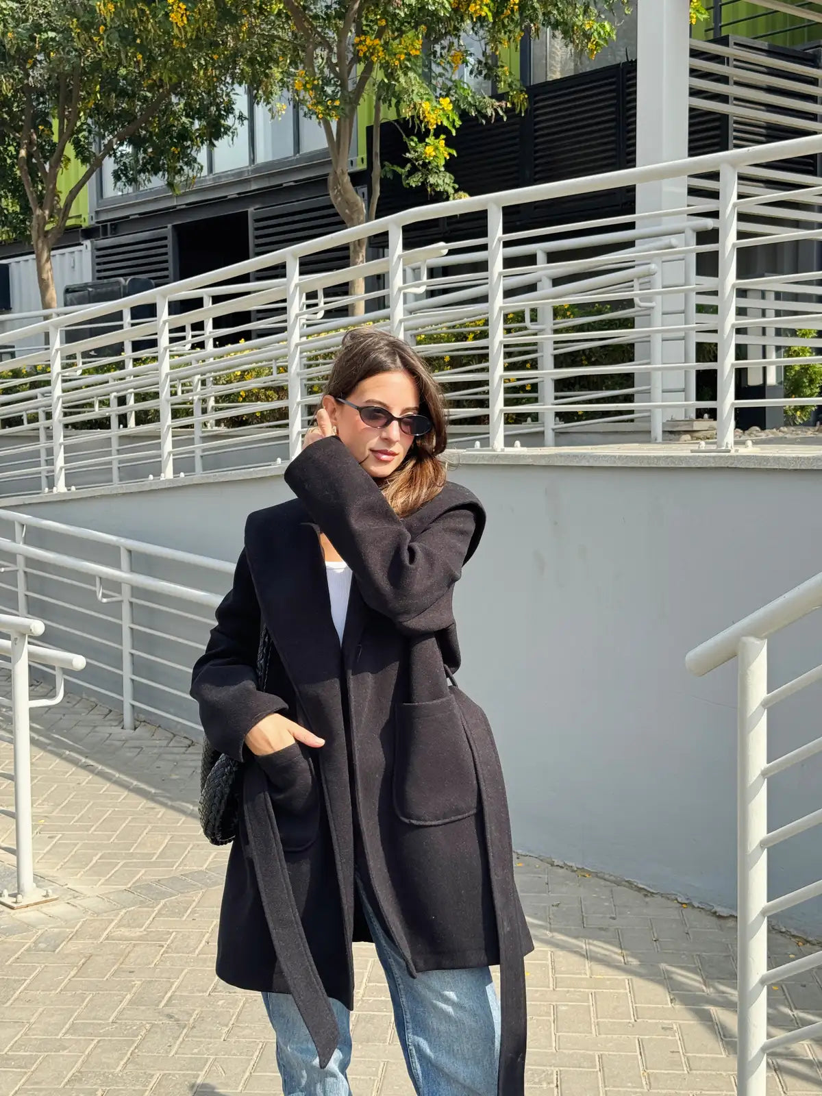 Short Wool Coat with Hood