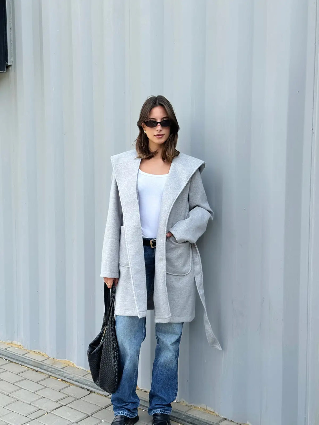 Short Wool Coat with Hood