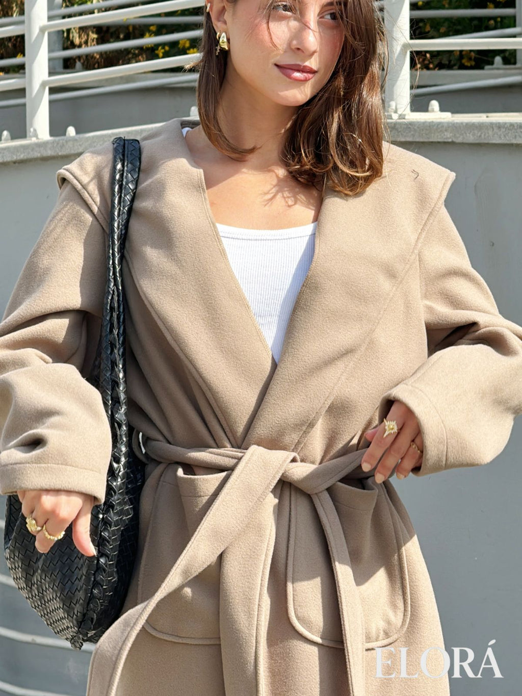 Short Wool Coat with Hood