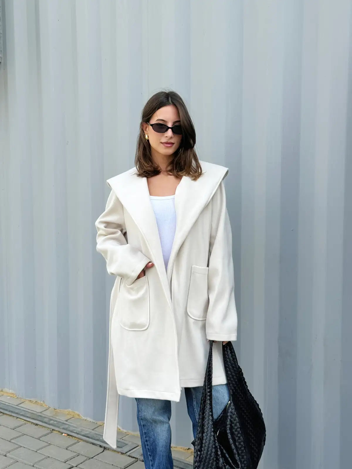 Short Wool Coat with Hood