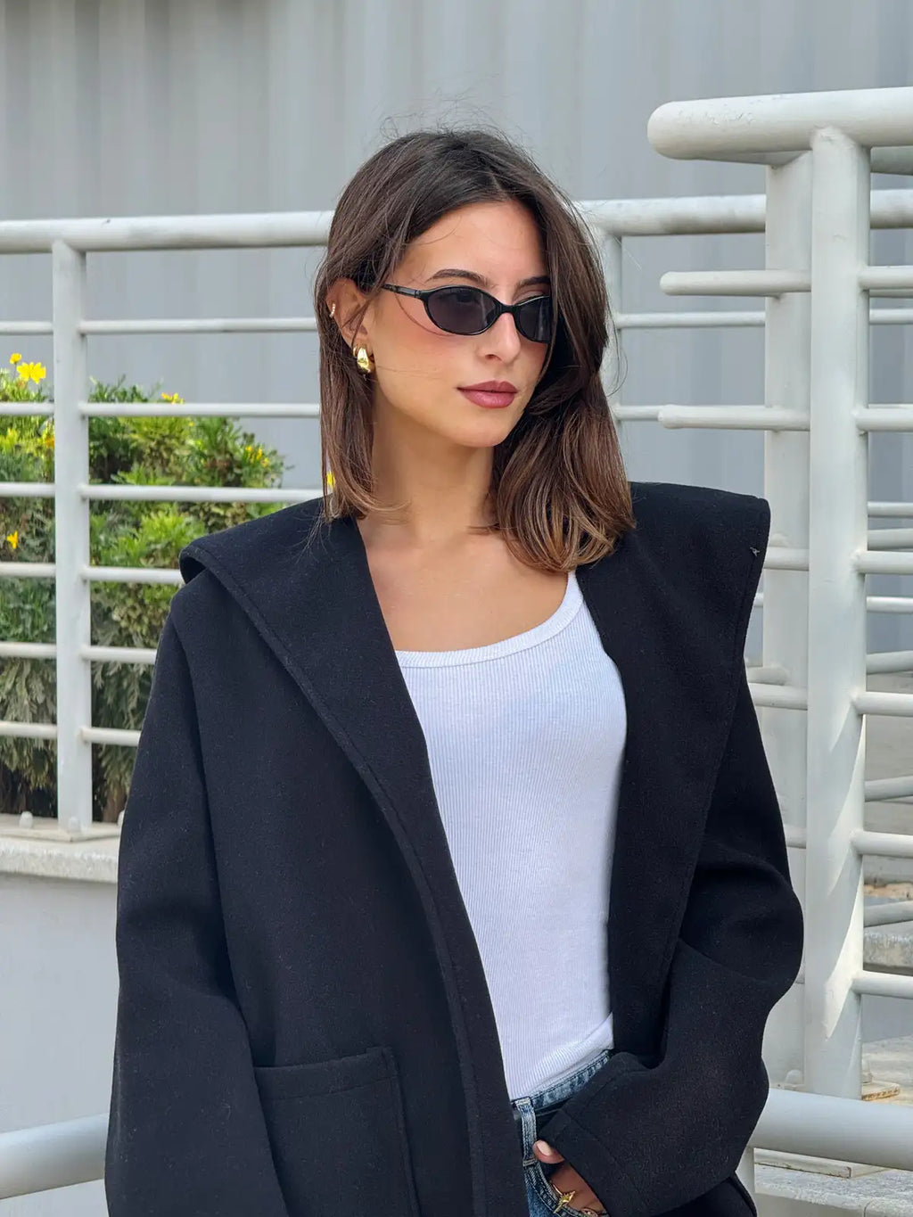 Short Wool Coat with Hood