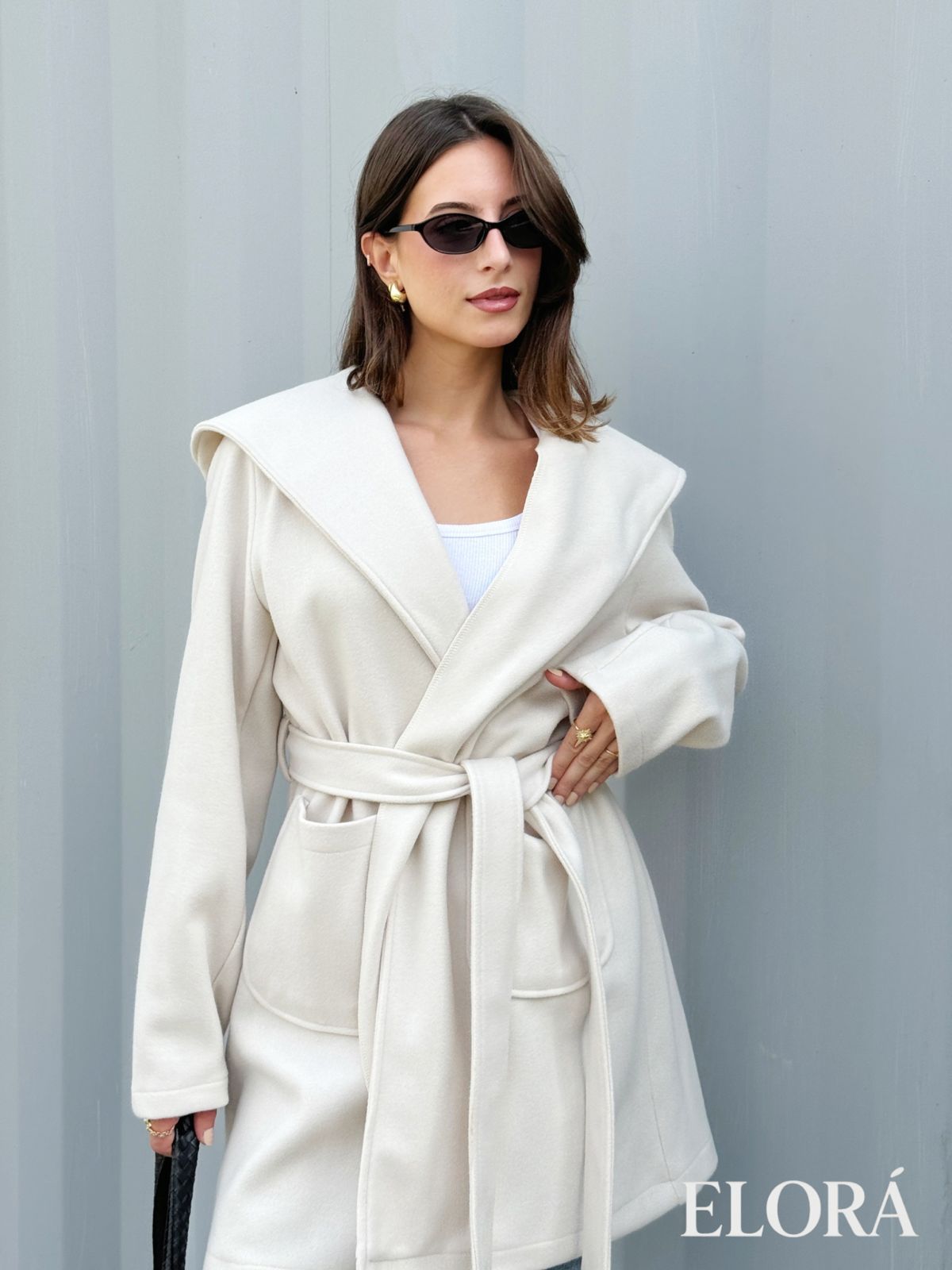 Short Wool Coat with Hood