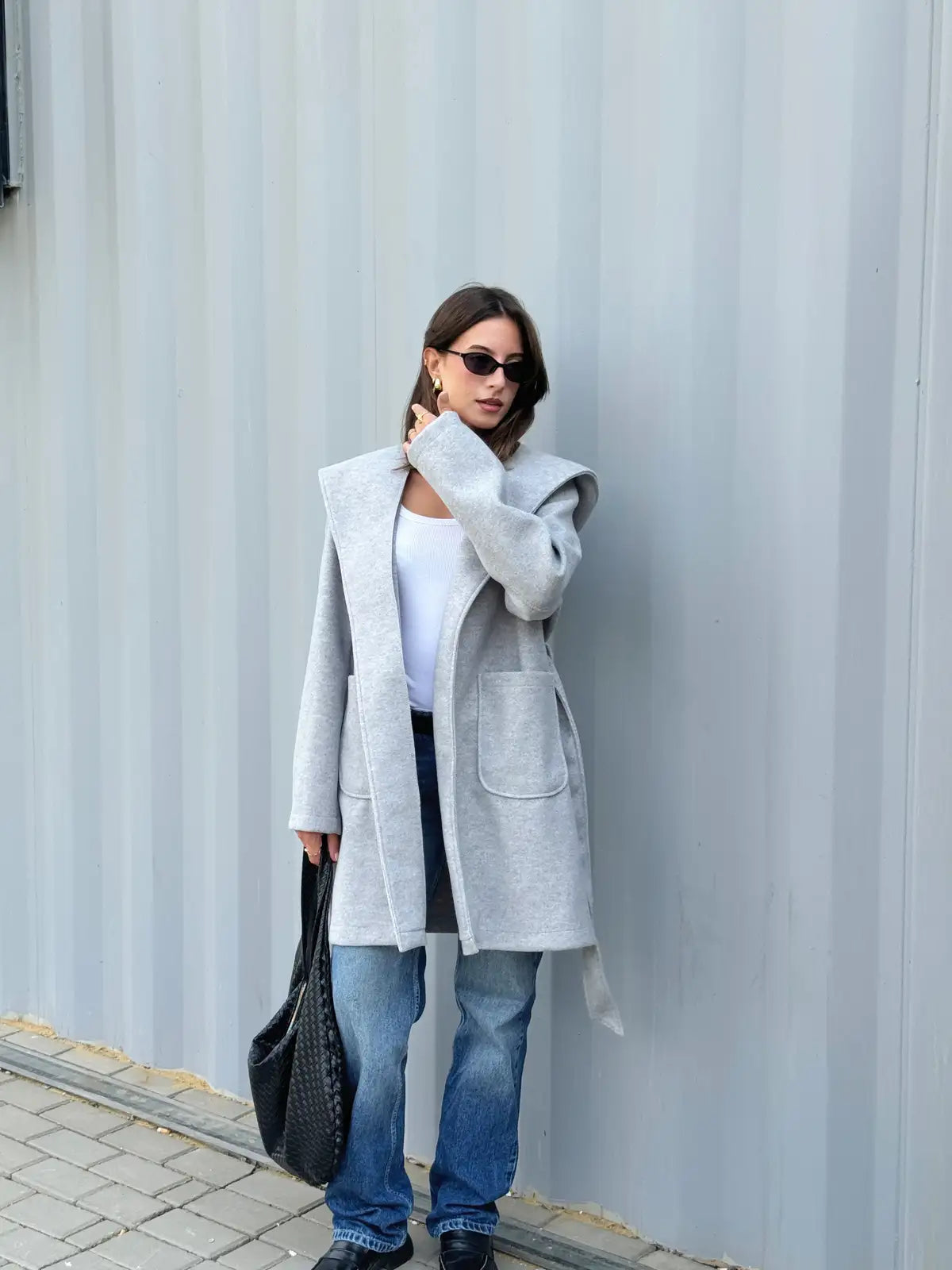 Short Wool Coat with Hood