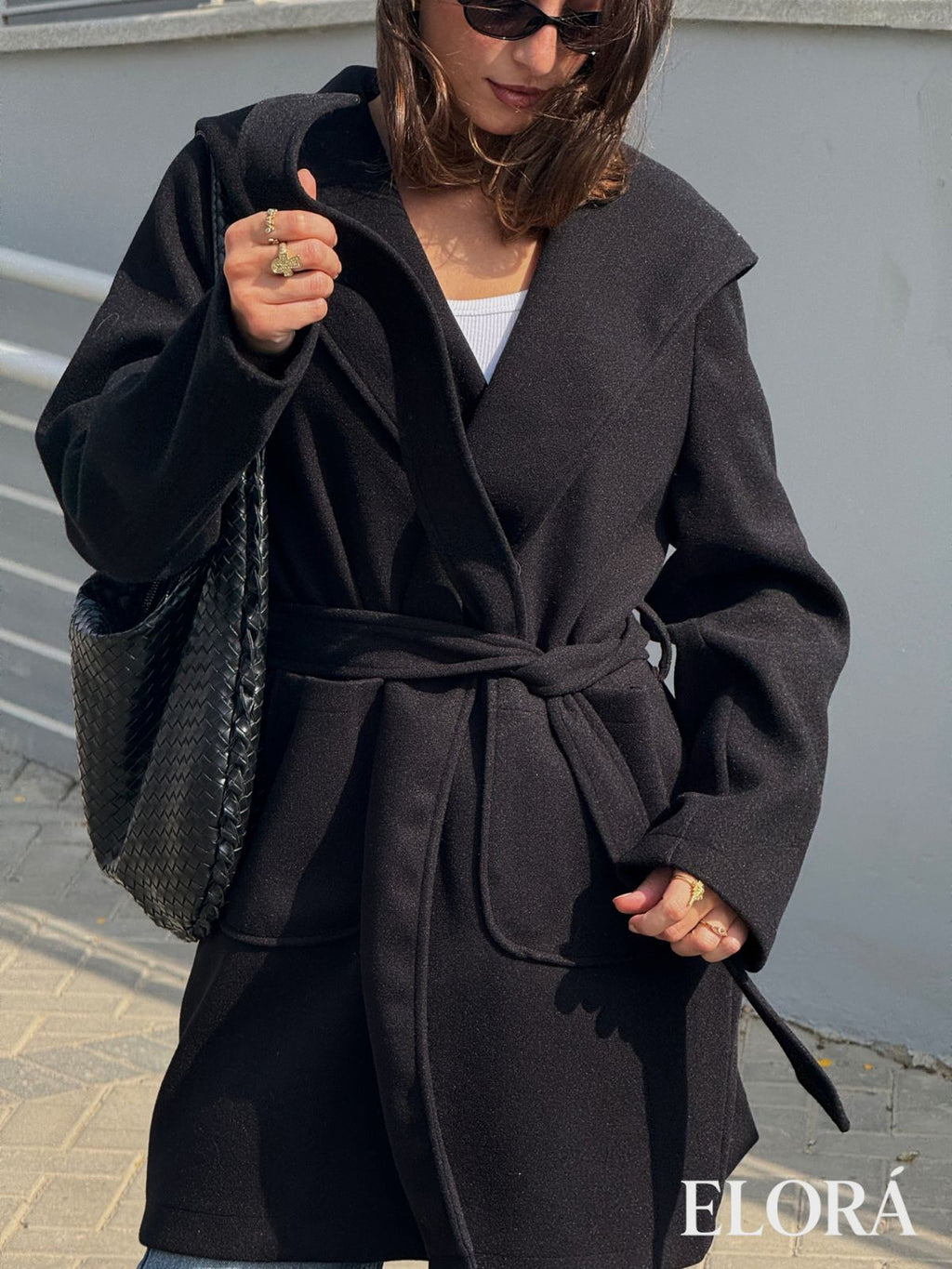 Short Wool Coat with Hood